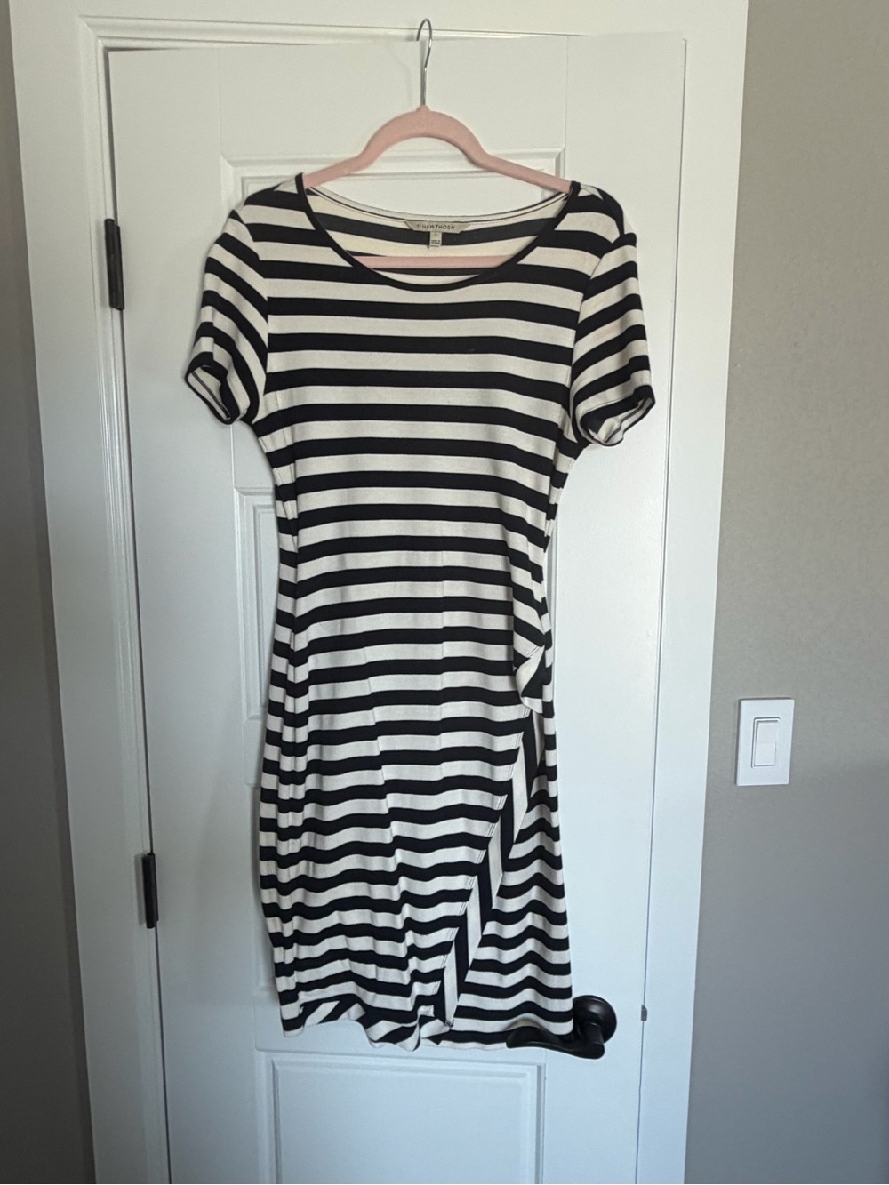 41 Hawthorn Black and White Horizontal Stripe Short Sleeve Dress